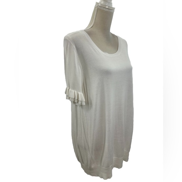 MICHAEL Michael Kors Tops - Michael Kors White Sweater Tunic Top XL Flutter Sleeves Blouse